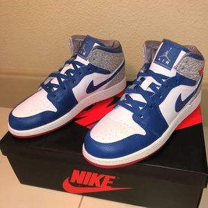 True blue Jordan 1s.